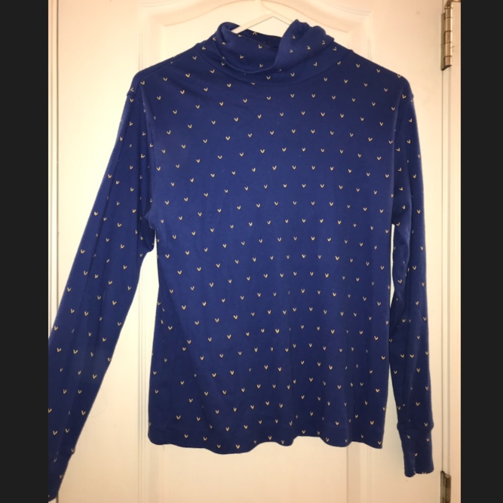 Vintage Blue Long-sleeve Turtle Neck